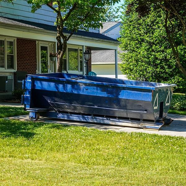 residential dumpsters can be placed on a driveway or lawn, but safety measures ought to be required to avoid damage to the property